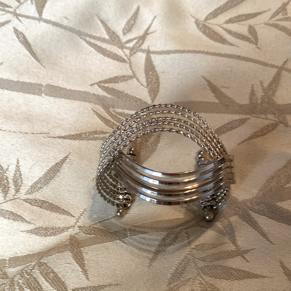 Vintage Interlocking Sterling Silver Cuff Bracelet